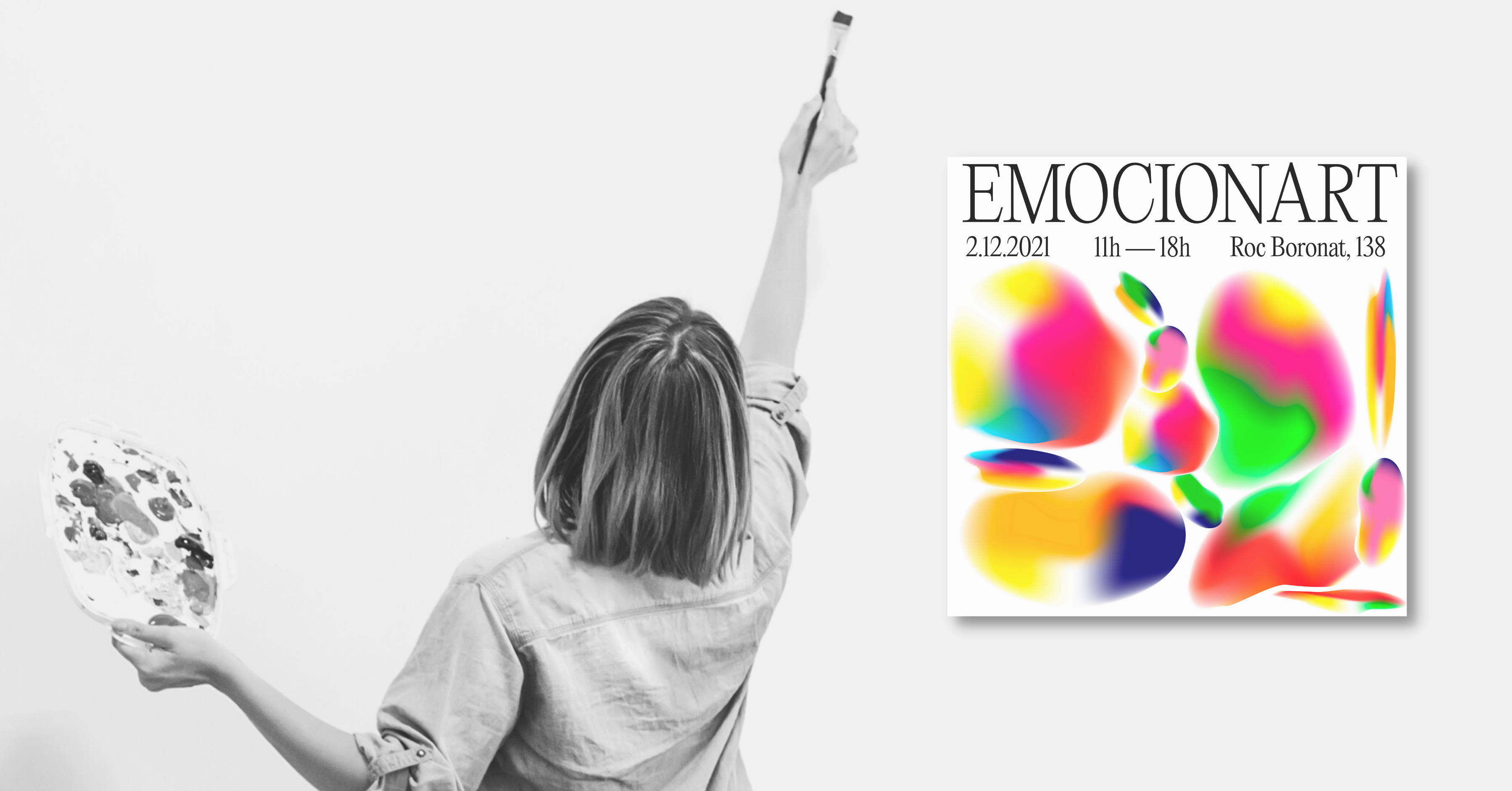 Dona pintant i imatge de l'activitat EMOCIONART
