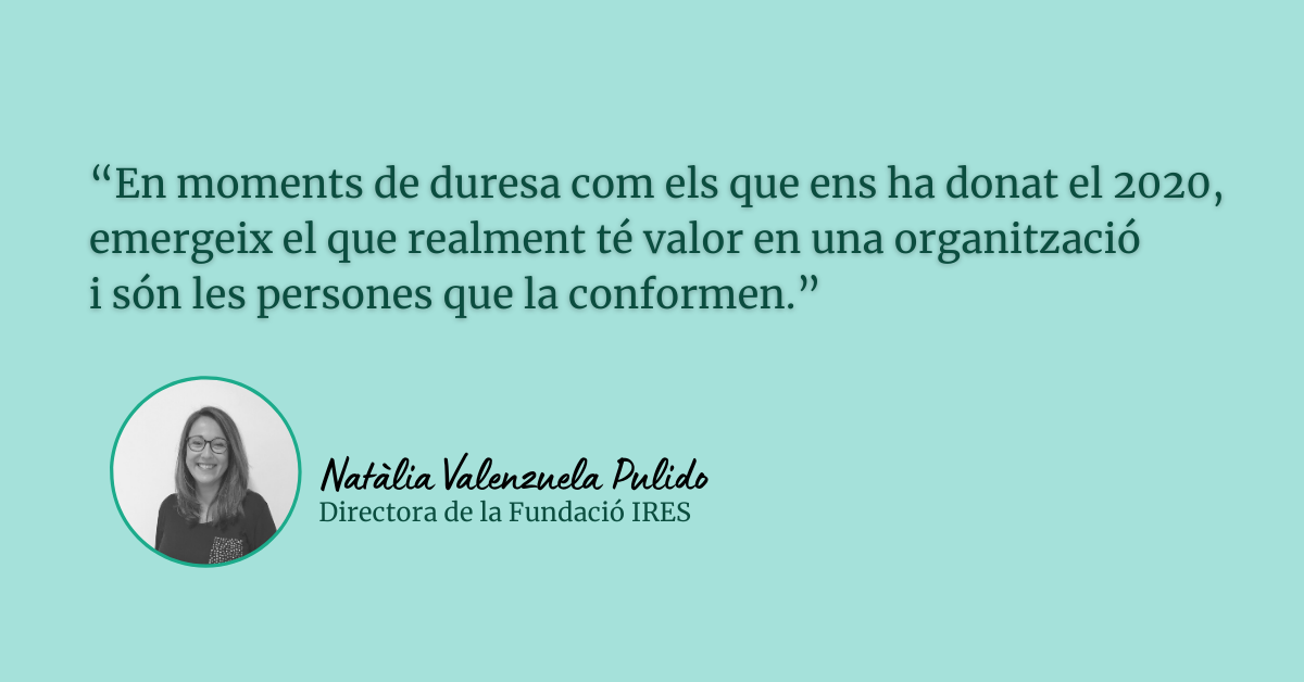 Títol i foto de la Natalia Valenzuela, Directora de la Fudnació IRES